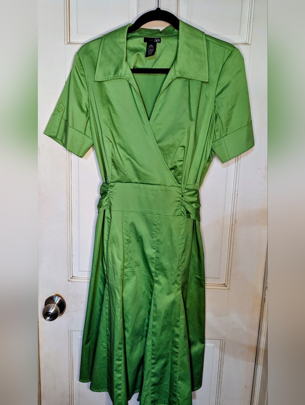 East 5th Green Short-Sleeve Wrap Dress